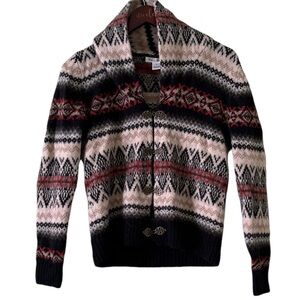 Susan Bristol Women's 100% Wool Western Sweater Jacket Size M Shawl Collar Clasp